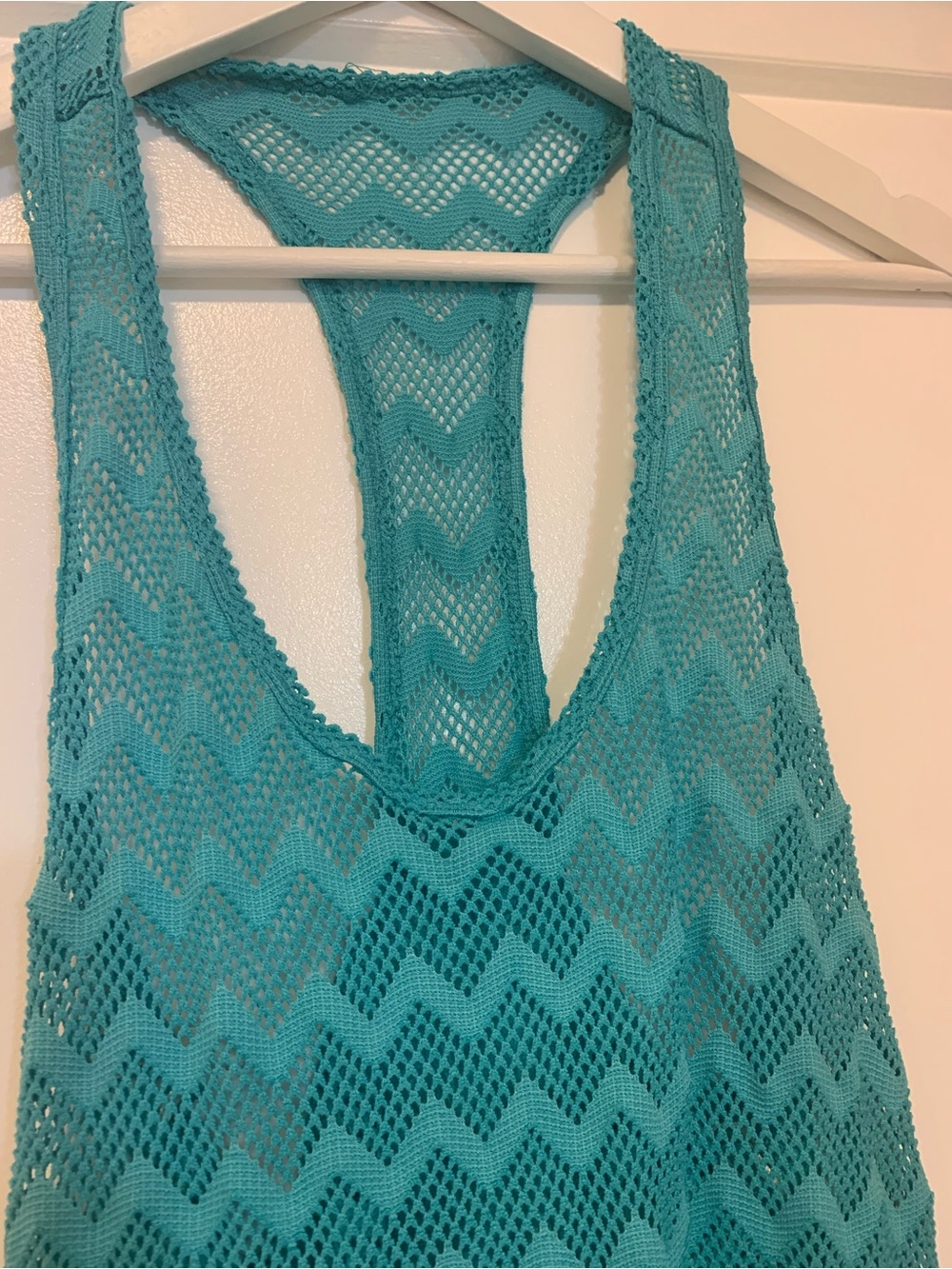 Turquoise Crochet Racerback Cover-Up - Picture 2 of 4
